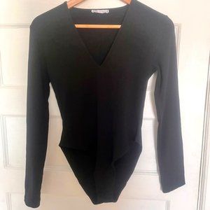 Zara V-Neck Black Bodysuit, M